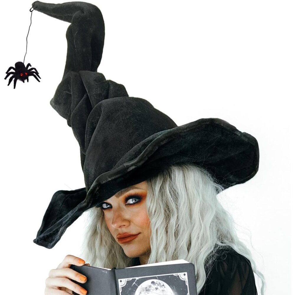 Women Black Spider Witch Costume Accessories Hat Mask Party Cosplay